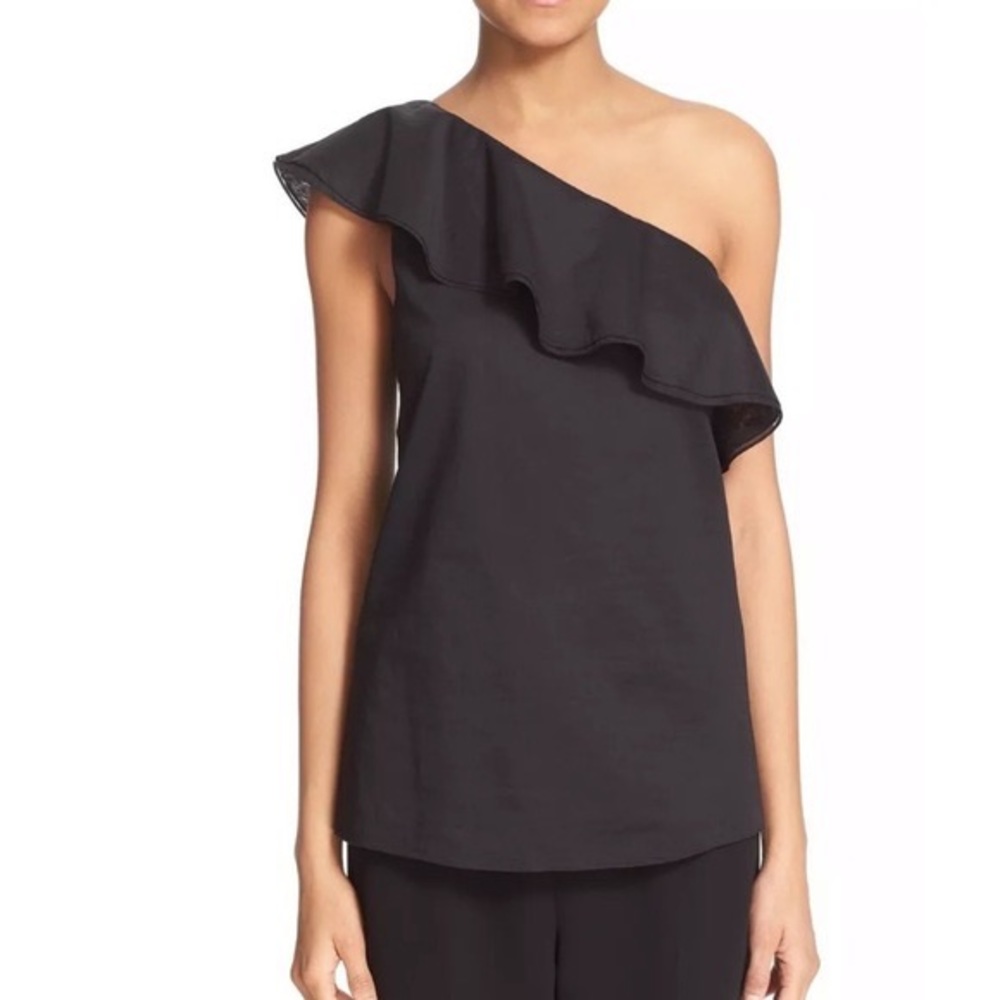 Theory One Shoulder Ruffle Top